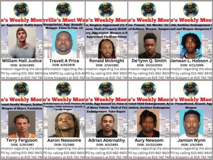 Nashville’s Weekly Most Wanted as of March 14, 2023