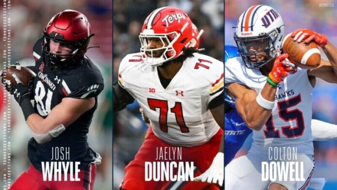Titans Agree to Terms with Three Members of the Team's Draft Class – TE Josh Whyle, OL Jaelyn Duncan and WR Colton Dowell