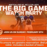 big game watch party at jolly ollie's