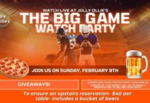 big game watch party at jolly ollie's