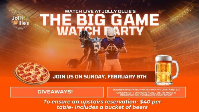 big game watch party at jolly ollie's